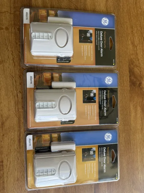 3 GE Deluxe Wireless Door Alarm (alarm/chime) (45117) Easy-Install NEW
