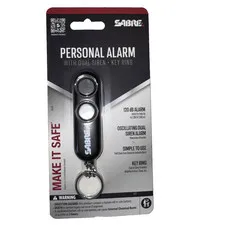 SABRE Personal Security Alarm PA-01 Black Keychain Safety Alarm 110dB