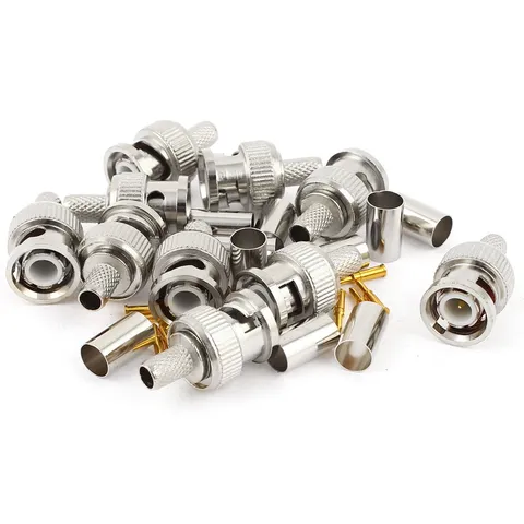 10 x BNC Male RG59 Coaxial Crimp Connector Adapter Set for CCTV Camera