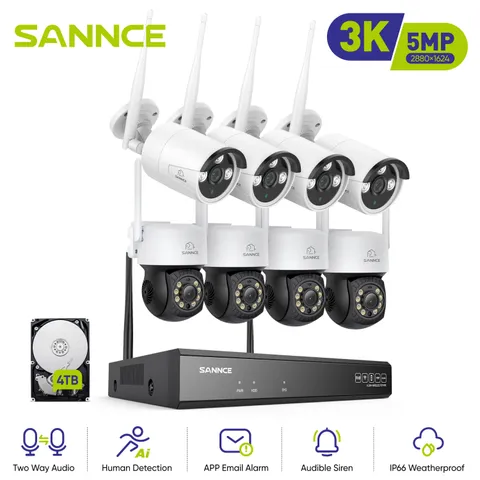 SANNCE 10CH NVR 5MP Wireless PT Security Camera System Two Way Audio Color Night
