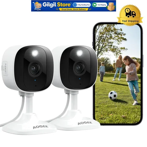 Compact 2K Surveillance Camera System - Night Vision & Alexa Integration, 2-Pack