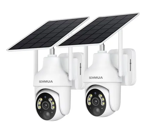 SEHMUA 2 Pack Outdoor Camera Wireless, 2K Solar Security Cameras Wireless Outd 5