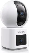 Dual Lens Indoor Security Camera, 2.5K Wifi 6 Pet Camera with Phone App, 360° Do