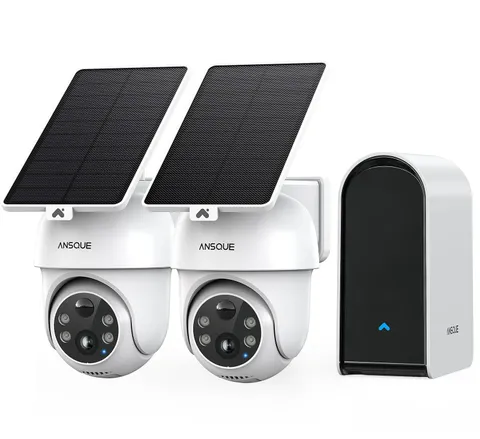 ANSQUE Security Cameras Wireless Outdoor Home System, 2 Camera Kit, No Subscr...