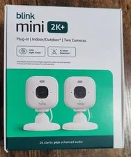 NEW 2 PACK Blink Mini 2k+ Cameras Indoor/Outdoor Plug-in 2K Video WHITE