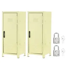 Mini Locker 4.3 x 10.8 Inch, 2 Pcs Small Locker with Lock Keys, Yellow