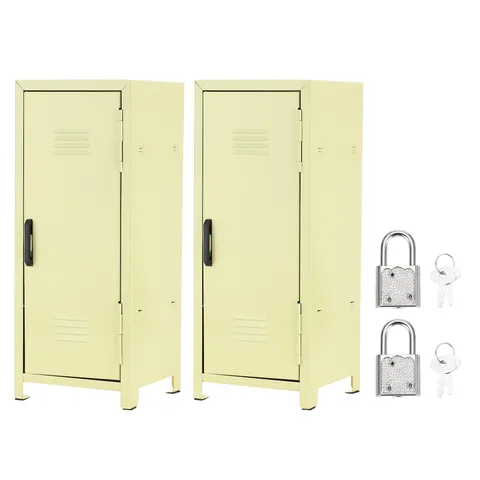 Mini Locker 4.3 x 10.8 Inch, 2 Pcs Small Locker with Lock Keys, Yellow