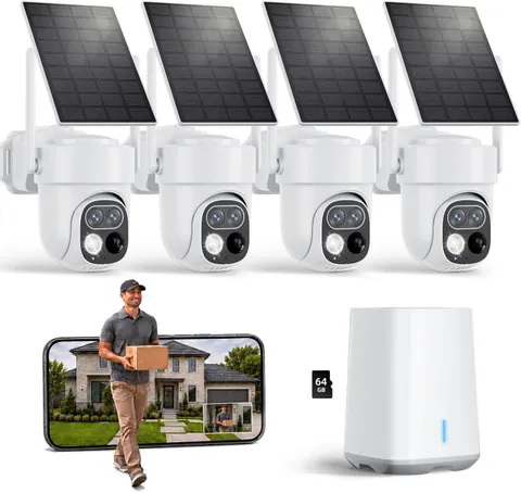 Security Cameras Wireless Outdoor, No Subscription Fee, 360° PTZ Wifi Camera wit