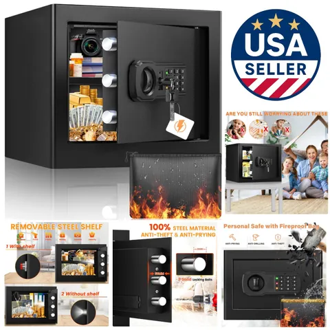 9.84" Small Fireproof Security Safe with Digital Lock & Waterproof Bag