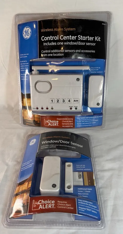 GE Wireless Alarm System Control Center & 1 Window/Door Sensors Choice Alert