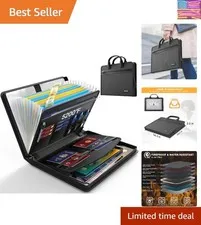 Accordion File Organizer,5200℉ Fireproof Document Organizer with 13 Pockets,P...