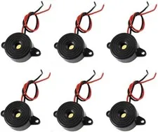 6 Pcs DC 3-24V 85dB Sound Electronic Buzzer Alarm Black 23 x 12mm 
