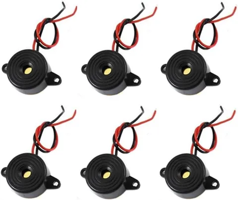 6 Pcs DC 3-24V 85dB Sound Electronic Buzzer Alarm Black 23 x 12mm 