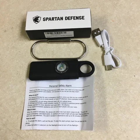 Spartan Self Defense Siren Personal Safety Alarm Emergency Keychain w Carabiner