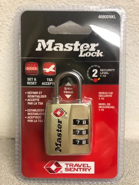 Master Lock 4680DNLK 1-5/16"H X 3/8"W X 1-3/16"L Metal 3-Dial Combo Luggage Lock