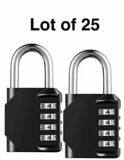 25 pc 4 Digit Combination Padlock Waterproof Heavy Duty Resettable Security Lock