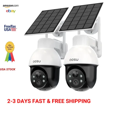 Wireless Security Camera System 3K 5MP Outdoor Battery Powered WiFi Panoramic