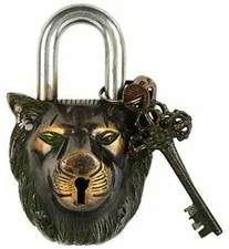 Handmade Rare Door Lock Handmade Brass Antique Padlock Lion Vintage Finish