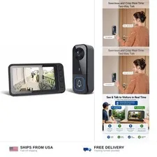 Doorbell Camera Wireless No Subscription, Video Doorbell with 4.5" Monitor Sc...