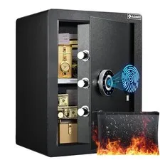 ADIMO FINGERPRINT SAFE 2.1 CUFT BIOMETRIC SAFE REMOVABLE SHELF - BLACK