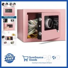Steel Security Lock Box Digital Money Safe for Office Hotel Jewelry Cash Pink