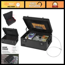 Locking Storage Chest with Dual Combination Lock - Secure Box for Laptops, Table