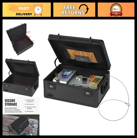 Locking Storage Chest with Dual Combination Lock - Secure Box for Laptops, Table