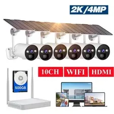 4MP Wireless Security Camera System Wifi Solar Battery Powered 2 Way Audio Cams
