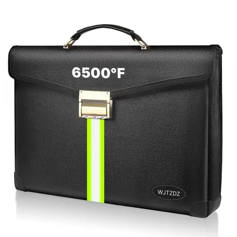 6500F Fireproof Document Money Bag Lock Waterproof Cash Phone Storage Zipper