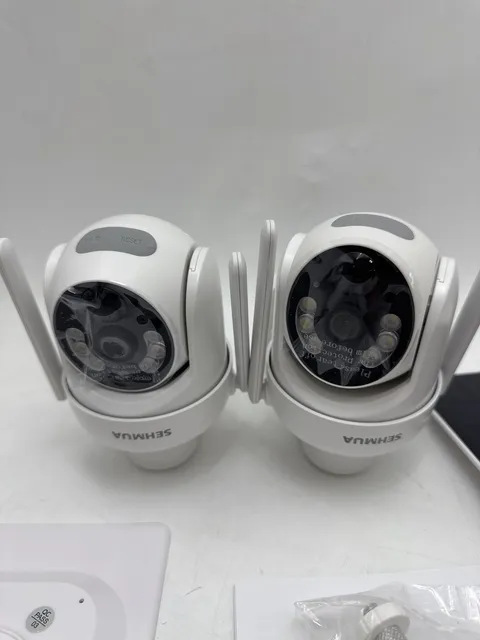 SEHMUA 2K Solar Security Cameras Wireless Outdoor, 2 Pack 360° View -  White