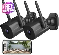 2 Camaras De Seguridad Wifi Exterior 1080P Inalambrica Con Vision Nocturna Video