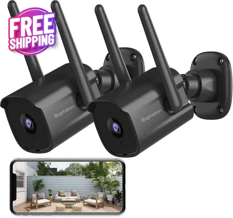2 Camaras De Seguridad Wifi Exterior 1080P Inalambrica Con Vision Nocturna Video