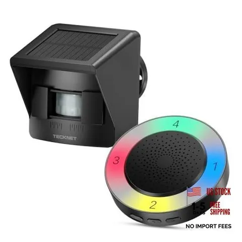 Solar Wireless Driveway Alarm with 2600FT Long Range & RGB Receiver and Sensor