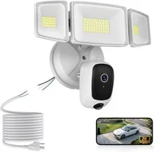 2K Outdoor Floodlight Security Camera 5500LM WiFi Motion Night Vision 20FT Cord