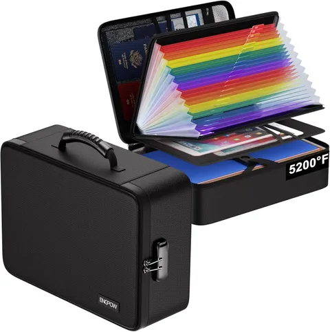 5200℉ Soft Case Fireproof Document Box with Lock,Fireproof Box with 25 Colorful 