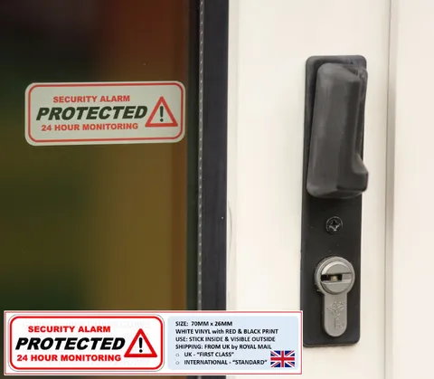 4 x PROTECTED WINDOW STICKERS SECURITY ALARM 24H MONITORING WARNING