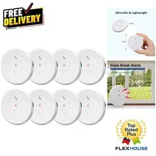 Home Security Upgrade: 125dB Wireless Glass Break Sensor, 8 Pack, Easy Install