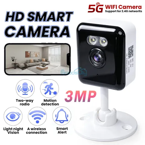 Wireless & Wired Security Camera 2.4G/5G WiFi Smart Cam Home Night Vision 2K FHD