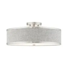 Livex Lighting 3 Light Brushed Nickel Semi Flush 18 x 18 x 8,