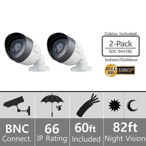 (Set of 2) SDC-9441BC Samsung 1080P Bullet Cameras with 60ft Cables...