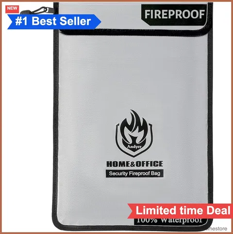 Fireproof Document Bag 15x11 Inch 2000F Waterproof Money Bag with Zipper Cash