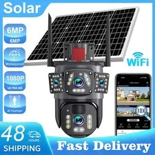 Outdoor 6MP WIFI Solar Camera Home Security Night Vision Video Surveillance LOT