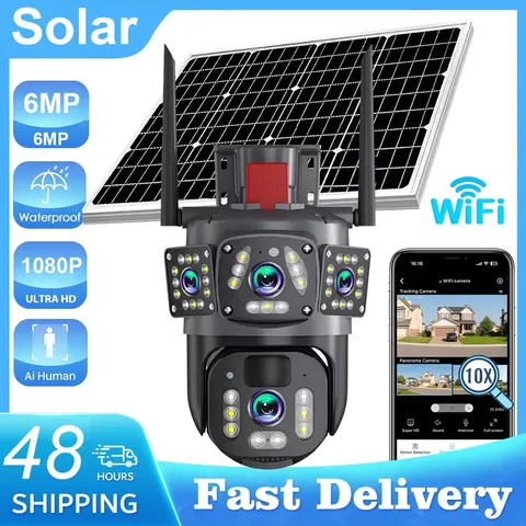 Outdoor 6MP WIFI Solar Camera Home Security Night Vision Video Surveillance LOT