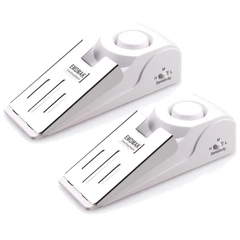 2 Pack Door Stop Alarm 120DB Siren White