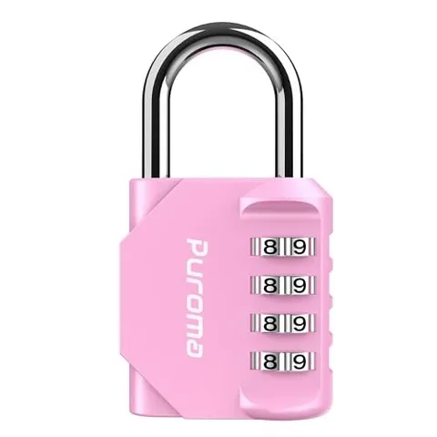 Puroma 4-Digit Combination Padlock, Waterproof Outdoor Lock for Locker, Gym