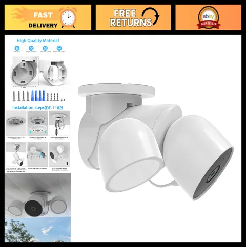 Eave Mount for Outdoor Floodlight Security Camera - Adjustable Bracket, White