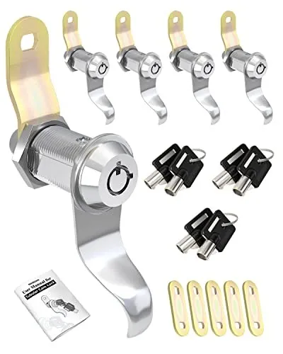 RV Locks for Storage Door 1 1/8 INCH, 1 1/8" Pack of 5 Locks & 6 Key Alike