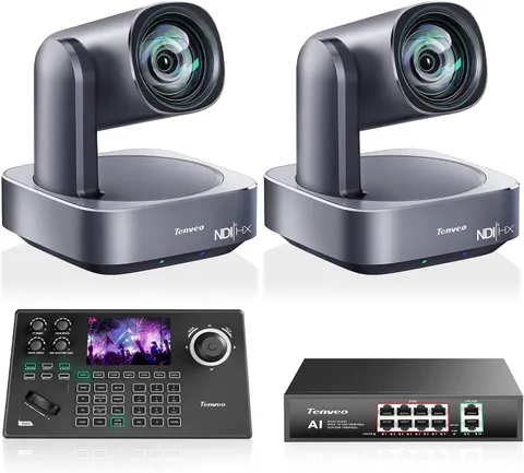 4K PTZ Camera and Conroller Bundle/Kit - 2-Pack 12X Optical Zoom AI Tracking NDI