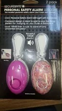 Securebrite Personal Safety Alarm LED Light 2 pack Blue Paisley 100DB Free Ship