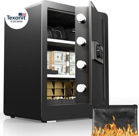 Safe Box, 2.0 Cubic Feet Home Safe with Fireproof Waterproof Bag, Security Safe 